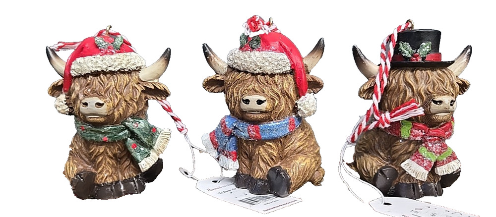 3 Highland Cow Christmas Ornaments Hanna's Handiwork's 15498